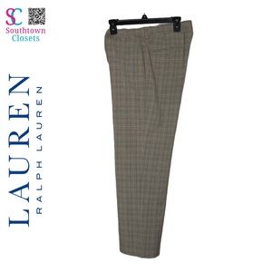 Lauren Flat Front No Cuff Check Dress Pants, Size 33x30. 83% Polyester 7% Rayon